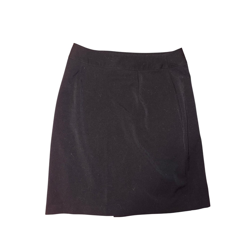Briggs Petite‎ Womens Black Wrap Skirt Buckle Side Career A-Line Size 8P - Picture 2 of 3